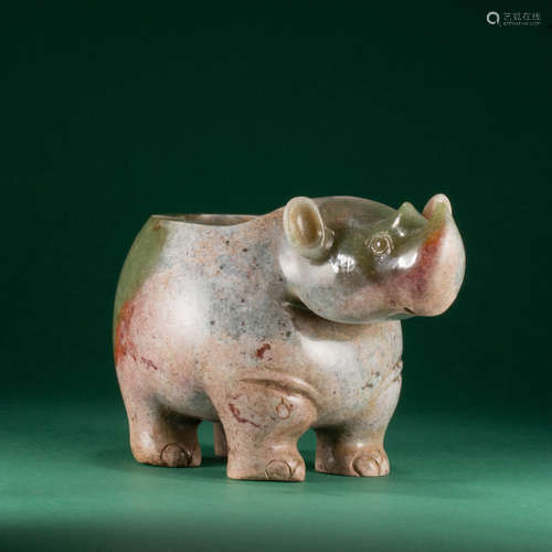 A Chinese Rhinocero-shaped Jade Cup