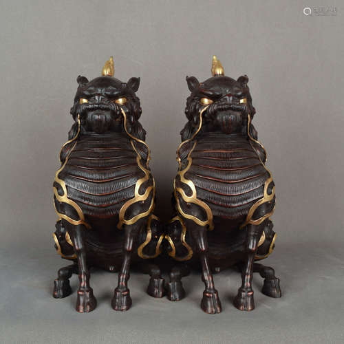 A Chinese Gild Bronze Kylin Ornaments