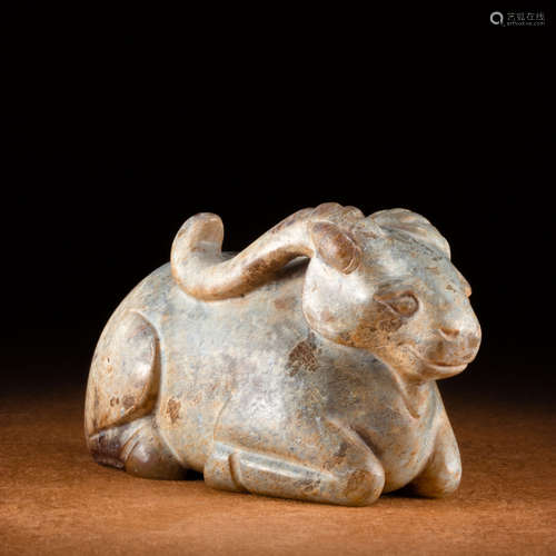 A Chinese Jade Carved Sheep Ornament