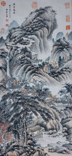 A Chinese Landscape Painting Scroll, Wang Hui Mark