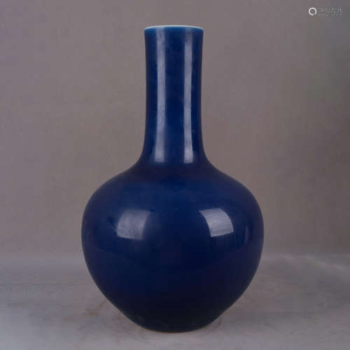 A Chinese Altar Blue Glazed Porcelain Vase