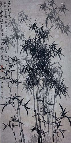 A Chinese Bamboo Painting Scroll, Zheng Banqiao Mark