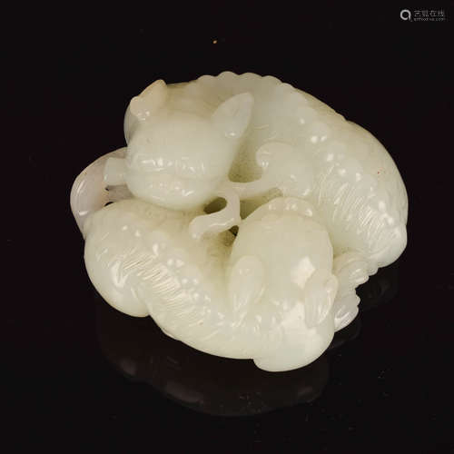 A Chinese Hetian Jade Carved Kylin Ornament