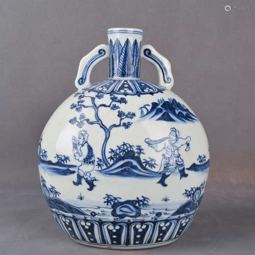 A Chinese Blue and White Figure Painted Porcelain Vase