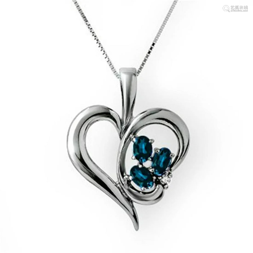 Genuine 1.10 ctw Sapphire & Diamond Pendant …
