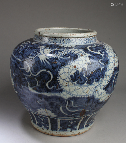 Chinese Blue & White Porcelain Jar