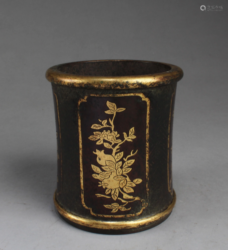 Chinese Gold Splash Bronze Censer