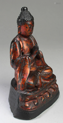 A Lacquered Bronze Buddha Statue