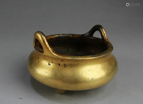 Chinese Gilt Bronze Incense Burner