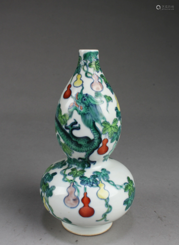 Chinese Famille Verte Double Guord Vase