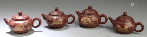 A Group of Four Chinese Zisha Teapot