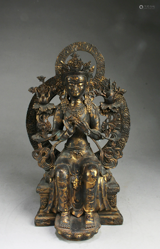 Chinese Bronze Bodhisattva Statue