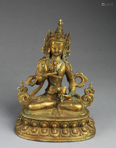 Chinese Gilt Bronze Bodhisattva Statue