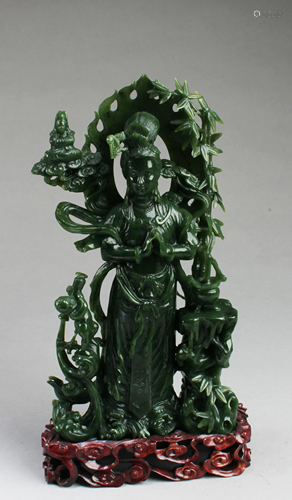 Chinese Jade Carved Bodhisattva Statue