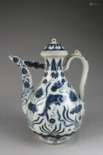 Chinese Blue & White Porcelain Teapot