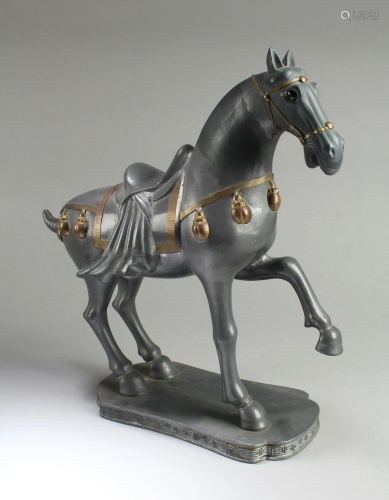 Chinese Antique Pewter Horse Statue