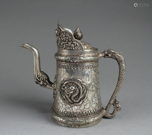 A Silver-Plate Bronze Teapot