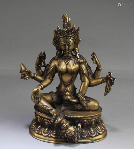 A Bronze Bodhisattva Statue