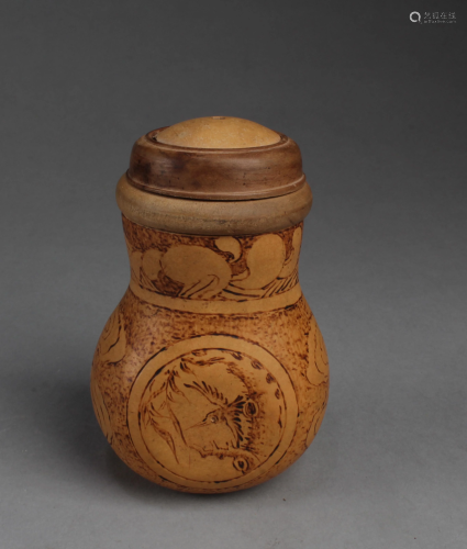 A Carved Gourd Cricket Box