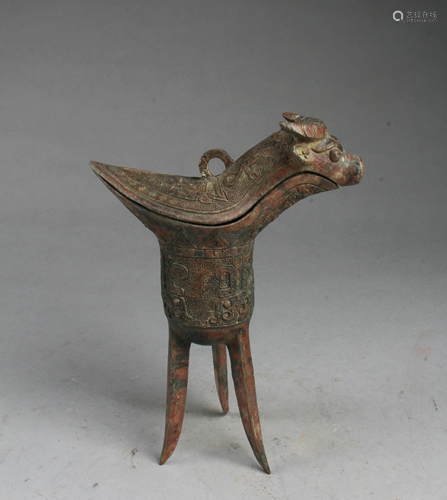 Chinese Bronze Vessel With Lid