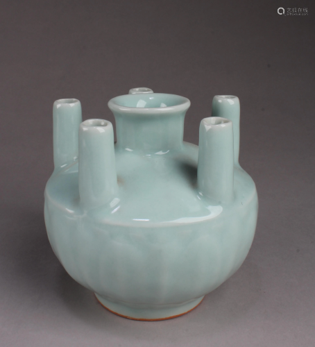 Chinese Longquan 'Six-Mouth' Vase