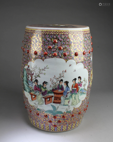 Chinese Famille Rose Porcelain Stool