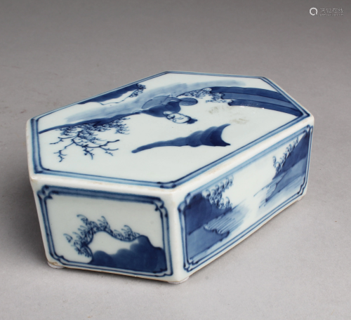 Chinese Blue & White Porcelain Rectangular Stand