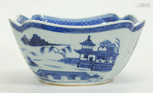 Chinese 19 C Blue White Nanking Porcelain Sq B…