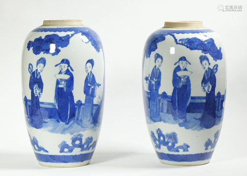 Mirror Pr Chinese Blue & White Porcelain Jars