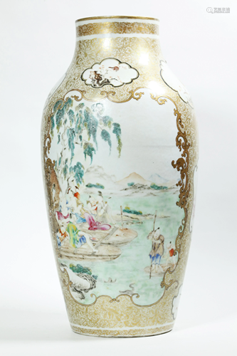 Large Chinese 18 C Famille Rose Porcelain Vase