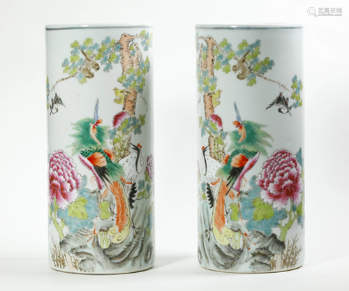 Mirror Pair Chinese Porcelain Hat Stands