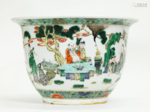 Chinese 19 Century Famille Verte Porcelain Planter