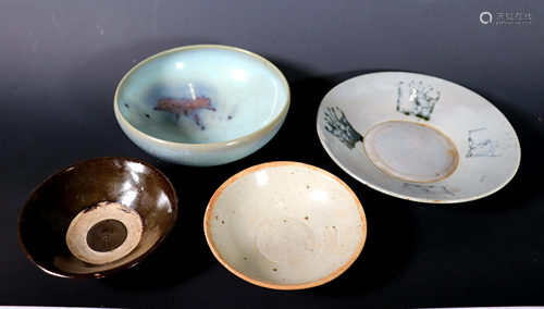 4 Chinese Porcelains; Junyao, Qingbai, Etc