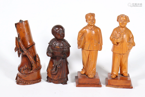 4 Chinese Wood Carvings, Cultural Revolution, …