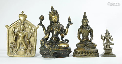 4 Tibetan Bronze Bodhisattvas