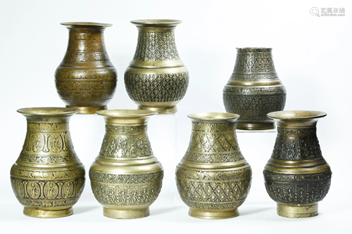 7 Tibetan Bronze Vases