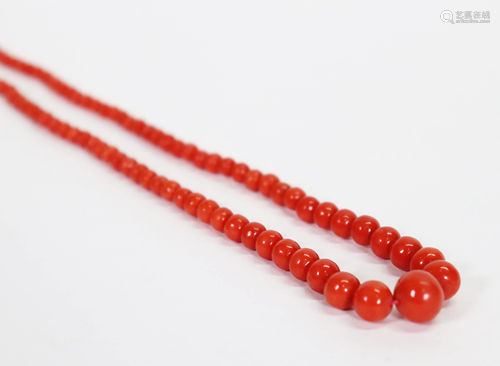 Antique Coral Bead Necklace; 26G