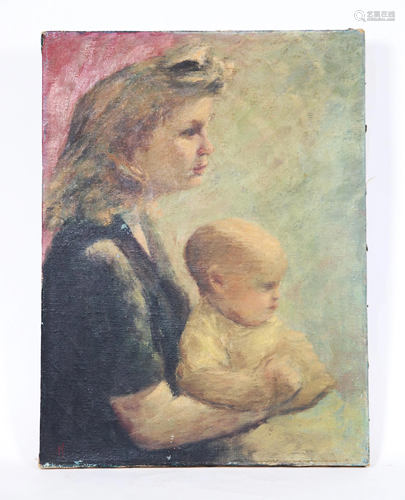 Mother & Child; Oil on Canvas on Stretcher