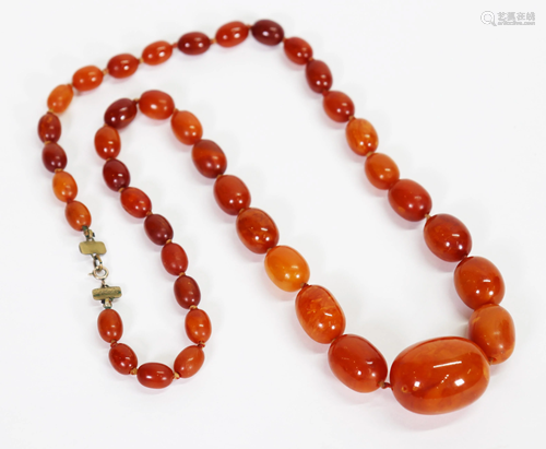 Amber Bead Necklace; 52.5G