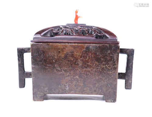 Chinese Rectangular Bronze Incense Burner