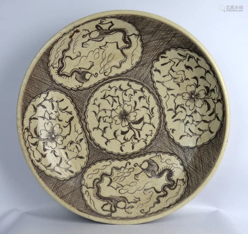 Rare Large Korean Charger with Dragons & Flowers