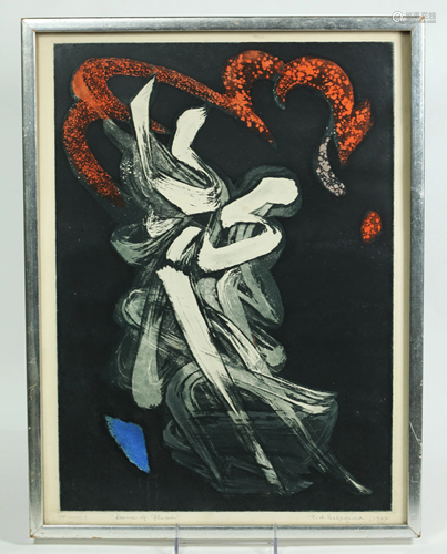 F M Nakayama; 1962 Etching Dance of Flame