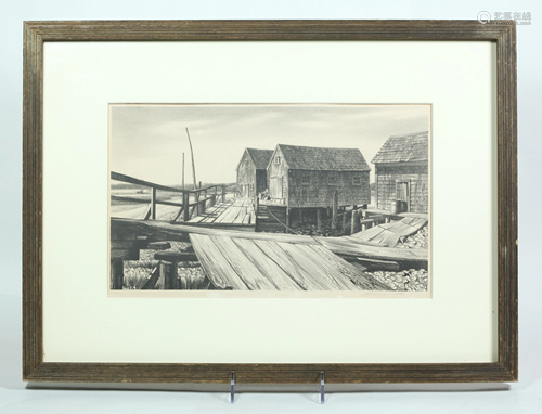 Stow Wengenroth; Wharf at Wellfleet MA; Lithog…