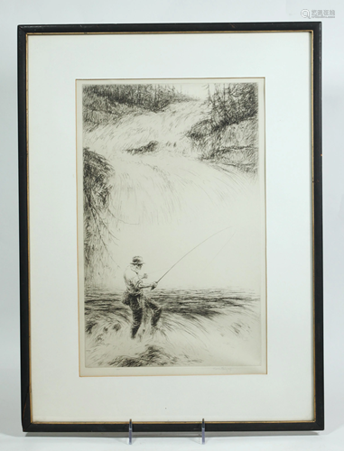 Harold Kerr Eby; Fly Fishing Etching, Edition 90