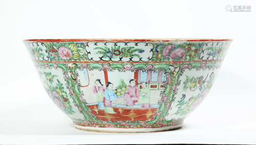 Chinese Rose Medallion Porcelain Punch Bowl