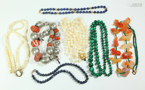 7 Chinese Gemstone Bead Necklaces