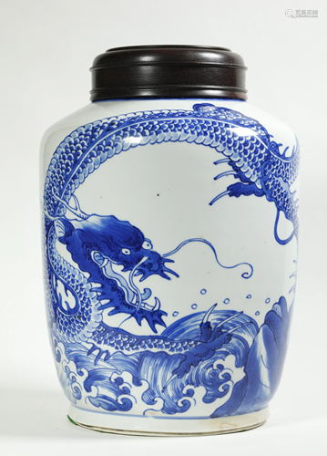 Rare Chinese Kangxi Blue & White Porcelain Jar