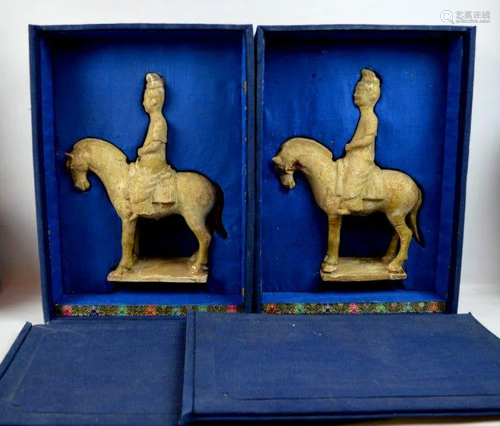 Pr Chinese Sui Dynasty Straw-Glazed Horse Figures