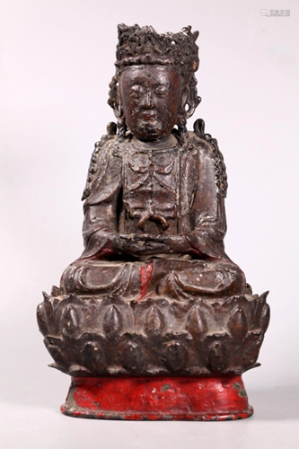 Chinese Ming Dynasty Copper Alloy Seated Guanyin