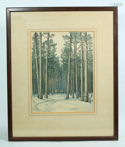 Leon Rene Pescheret Etching Giant Whispering Pines